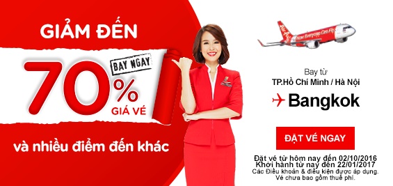 Airsia khuyến mại vé rẻ đi bang kok